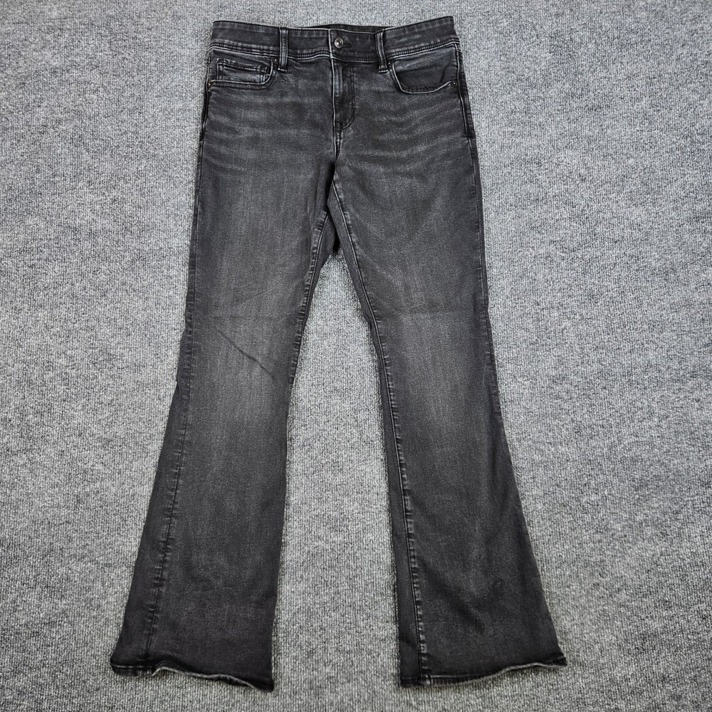 American Eagle Kick Boot Jeans Women's 8 Black Next Level Stretch Mid Rise Denim